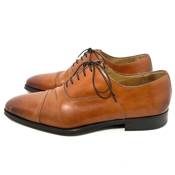 Magnanni Mens Leather Cap Toe Lace Up Oxfords Size 15 Cognac Brown main image 6